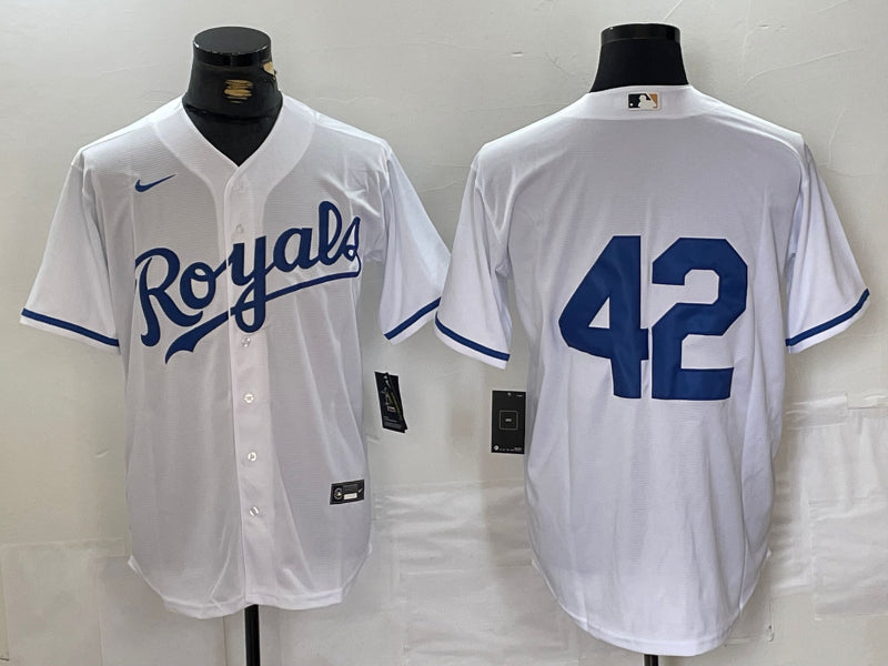Men’s Kansas City Royals #42 White 2024 Jackie Robinson Day Home Limited Jersey