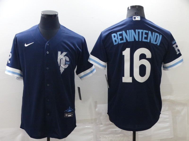 Men’s Kansas City Royals Andrew Benintendi #16 Navy Baseball Jersey