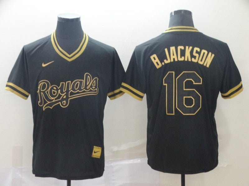 Men’s Kansas City Royals Bo Jackson #16 Black Baseball Jersey