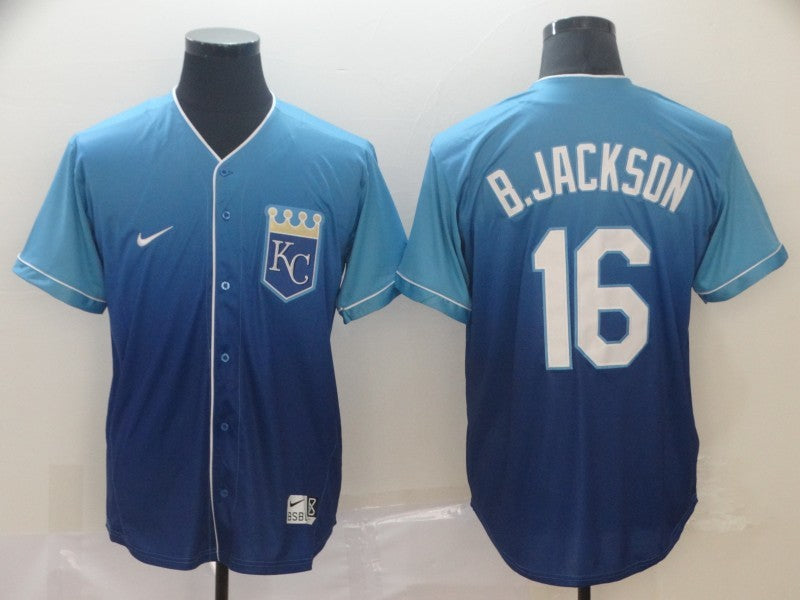 Men’s Kansas City Royals Bo Jackson #16 Blue Stitched Jersey