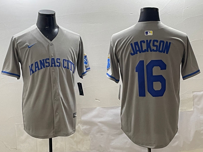 Men’s Kansas City Royals Bo Jackson #16 Gray Limited Jersey