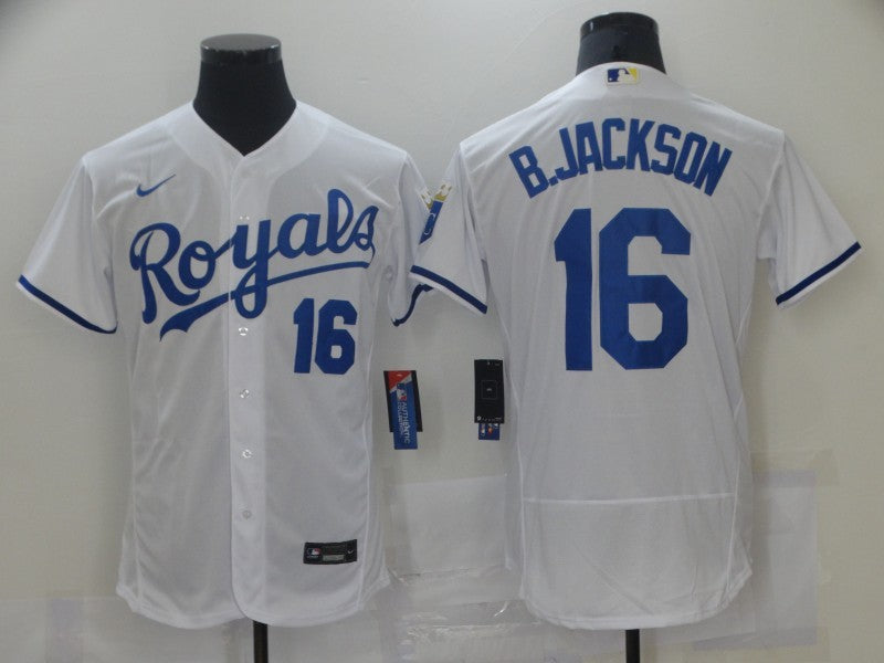 Men’s Kansas City Royals Bo Jackson #16 White Jersey