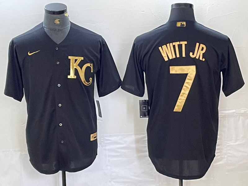 Men’s Kansas City Royals Bobby Witt Jr. #7 Black Jersey