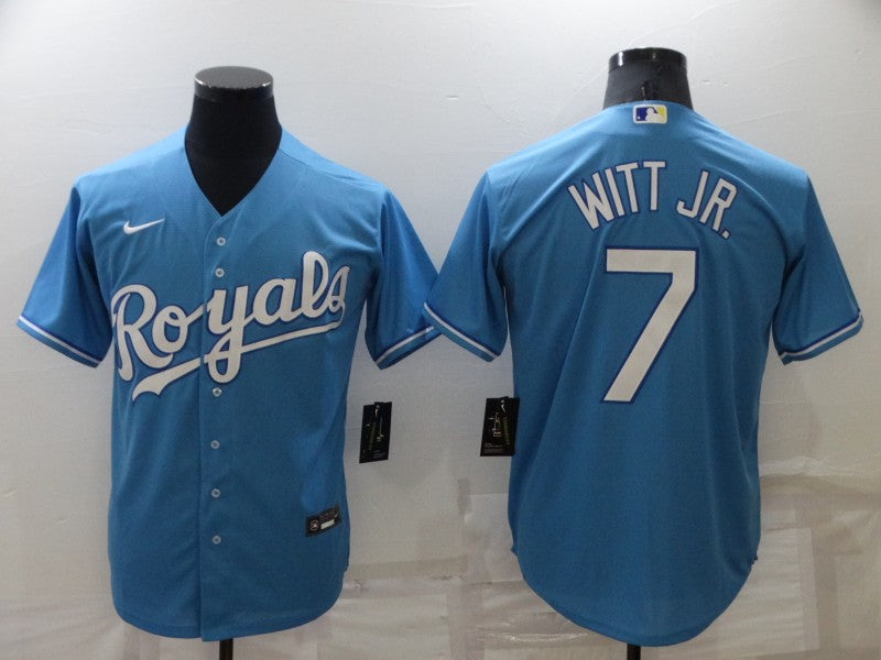 Men’s Kansas City Royals Bobby Witt Jr. #7 Blue Baseball Jersey