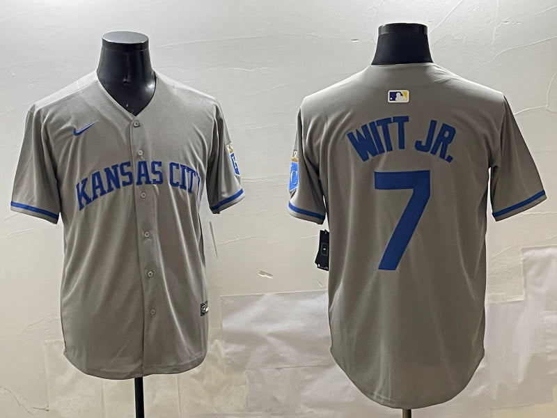 Men’s Kansas City Royals Bobby Witt Jr. #7 Gray Limited Jersey