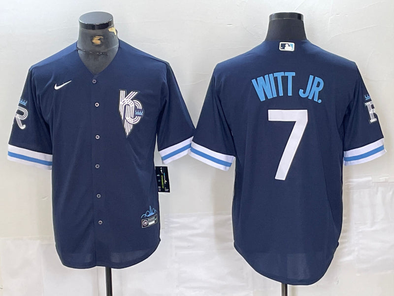 Men’s Kansas City Royals Bobby Witt Jr. #7 Navy Baseball Jersey