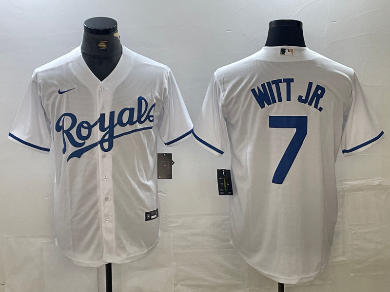 Men’s Kansas City Royals Bobby Witt Jr. #7 White Home Jersey