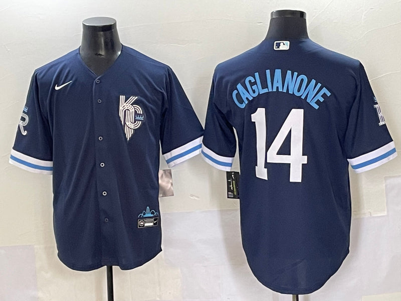 Men’s Kansas City Royals Jac Caglianone #14 Navy City Connect Limited Jersey