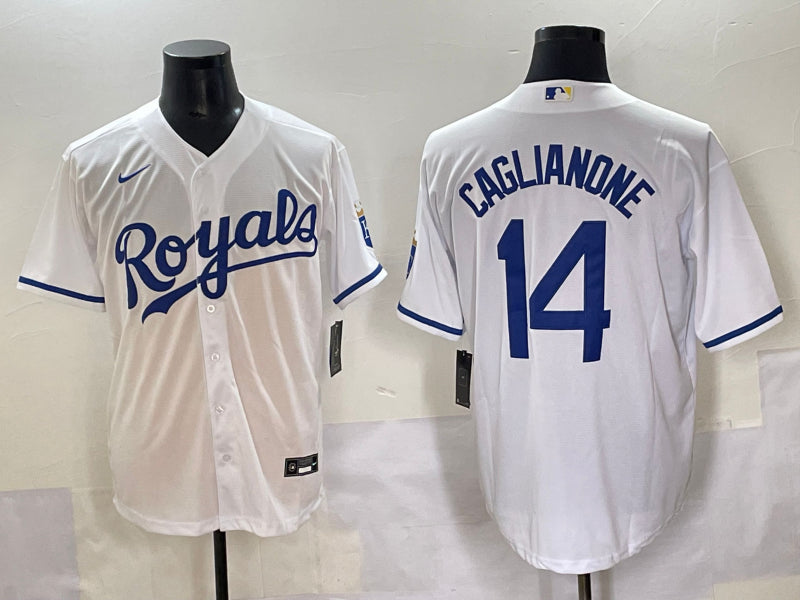 Men’s Kansas City Royals Jac Caglianone #14 White Home Limited Jersey
