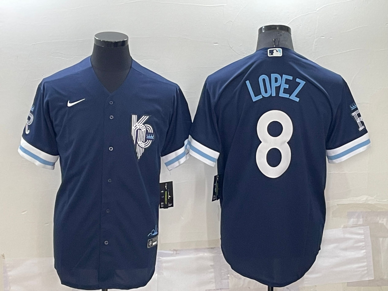 Men’s Kansas City Royals Nicky Lopez #8 Navy Baseball Jersey