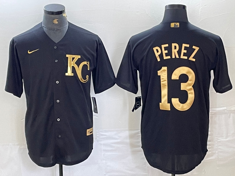 Men’s Kansas City Royals Salvador Perez #13 Black Jersey