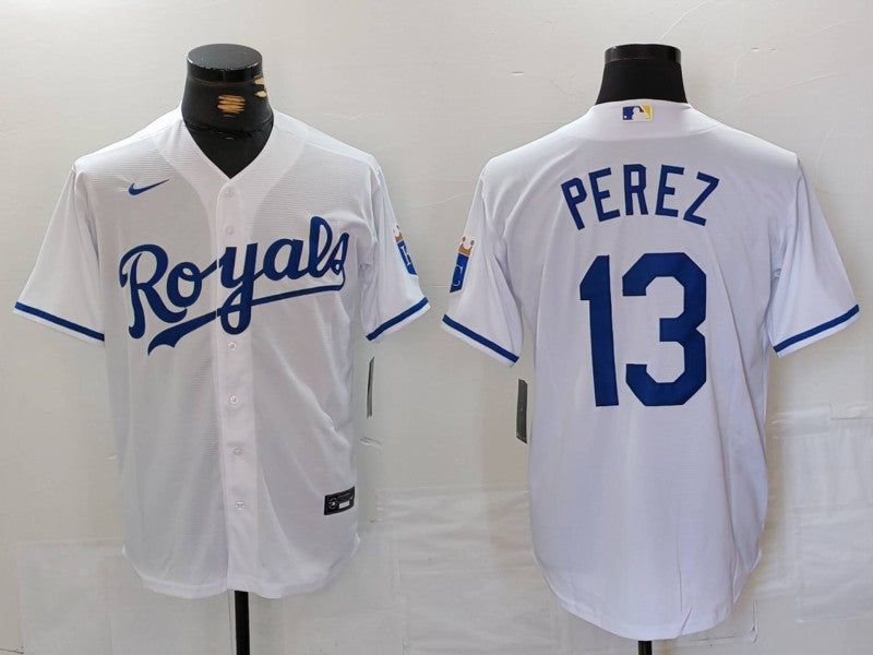 Men’s Kansas City Royals Salvador Perez #13 White Home Limited Jersey