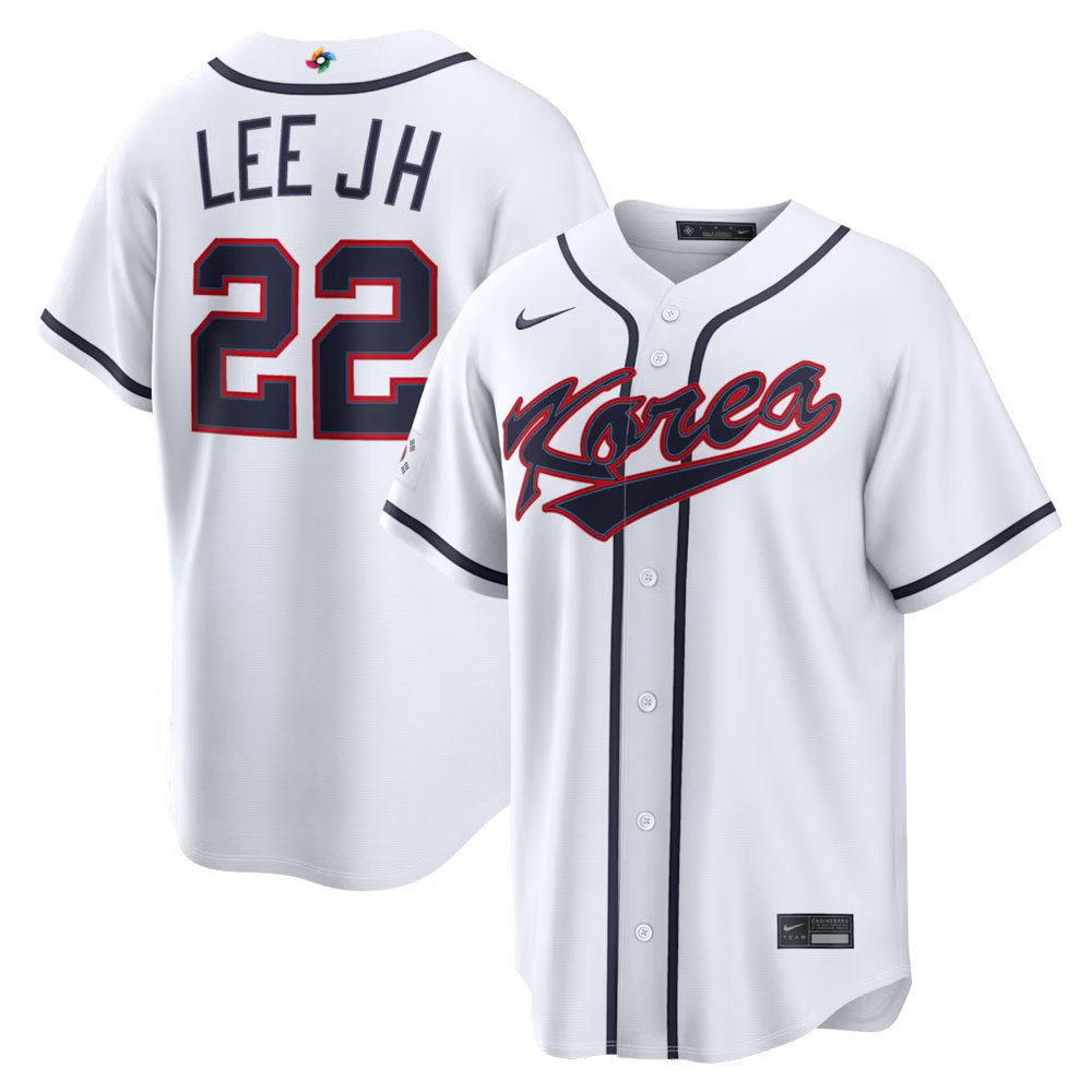 Men’s Korea Baseball #22 Jung Hoo Lee White 2026 World Baseball Classic Home Stadium Jersey
