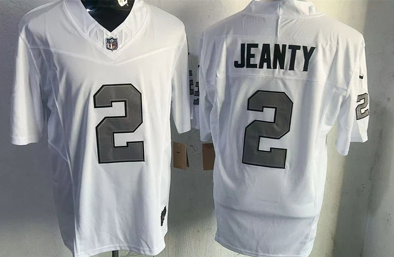 Men’s Las Vegas Raiders #2 Ashton Jeanty Nike White Color Rush Vapor F.U.S.E. Limited Jersey