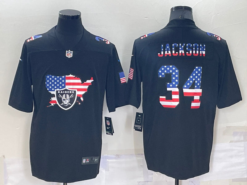 Men’s Las Vegas Raiders #34 Bo Jackson Black Team Jersey