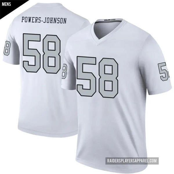 Men’s Las Vegas Raiders #58 Jackson Powers-Johnson Nike White Color Rush Vapor F.U.S.E. Limited Jersey