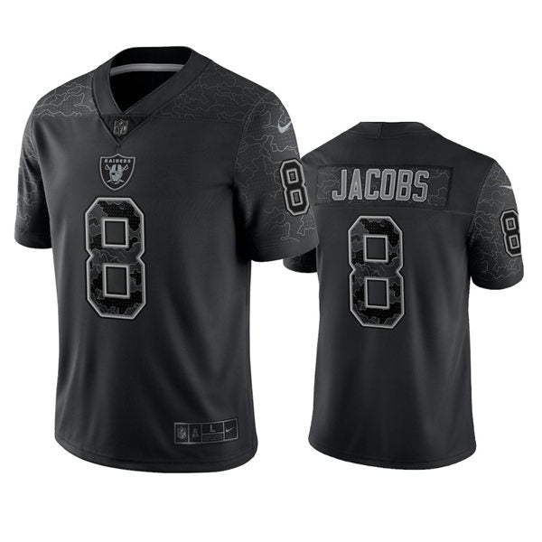 Men’s Las Vegas Raiders #8 Josh Jacobs Black Reflective Limited Jersey