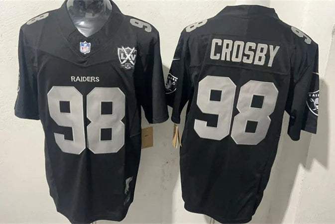 Men’s Las Vegas Raiders #98 Maxx Crosby Black 65TH Anniversary Gratitude F.U.S.E. Limited Jersey