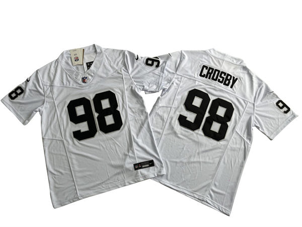 Men’s Las Vegas Raiders #98 Maxx Crosby Nike White F.U.S.E. Vapor Limited Jersey
