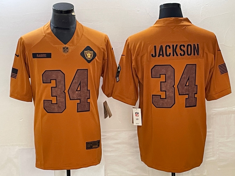 Men’s Las Vegas Raiders Bo Jackson #34 Brown 2023 Salute To Service Retired Limited Jersey