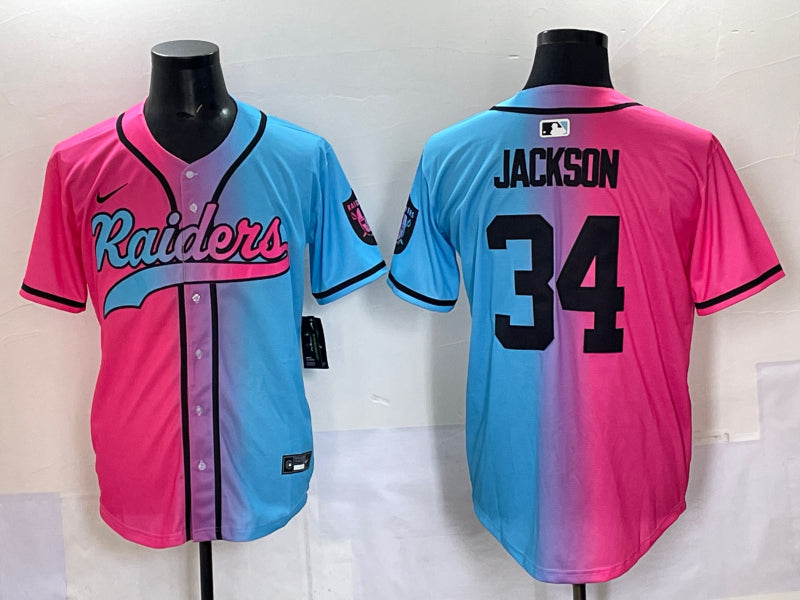 Men’s Las Vegas Raiders Bo Jackson #34 Pink/Blue Jersey