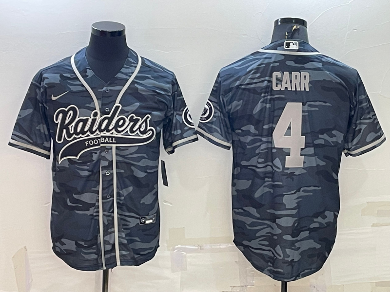 Men’s Las Vegas Raiders Derek Carr #4 Grey Camouflage Jersey Joint Edition