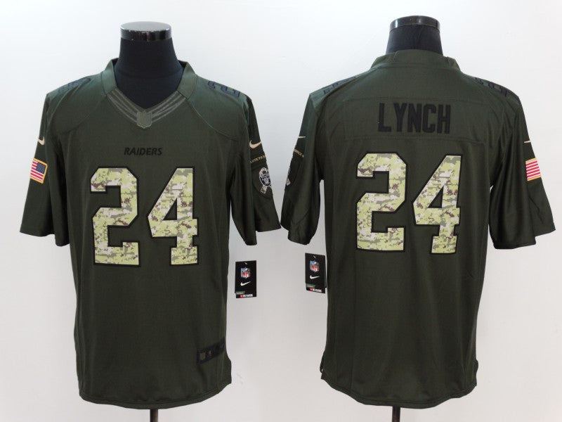 Men’s Las Vegas Raiders Marshawn Lynch #24 Army Green Jersey