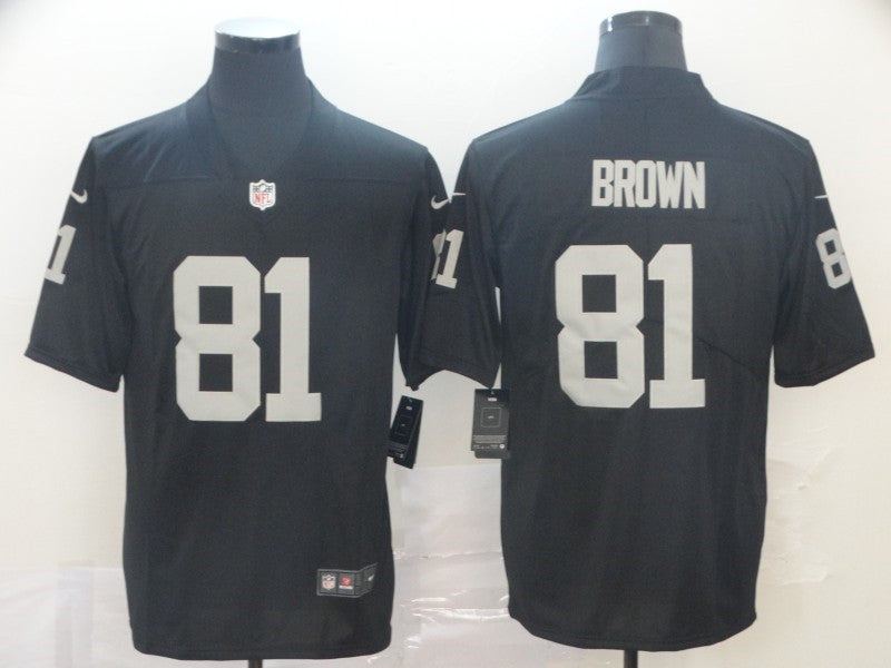 Men’s Las Vegas Raiders Retired Player #81 Tim Brown Nike Black Football Game Jersey