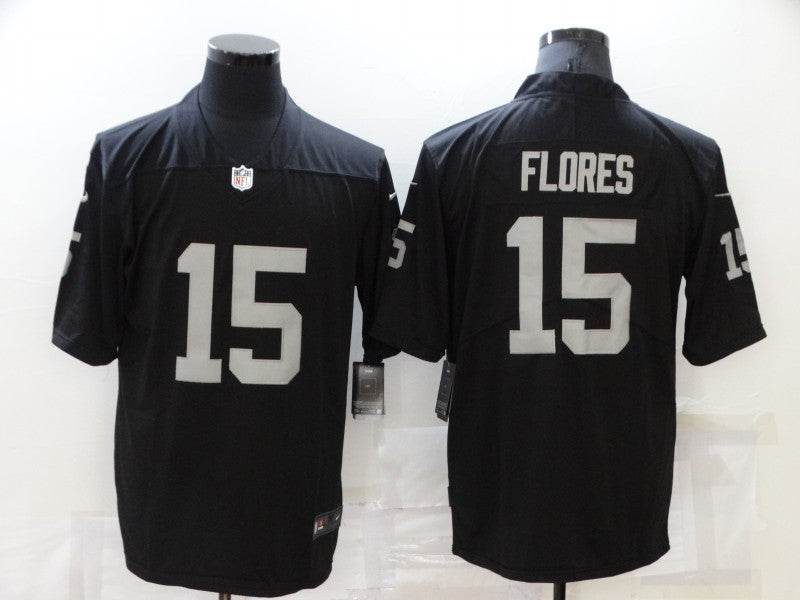 Men’s Las Vegas Raiders Tom Flores #15 Black Jersey