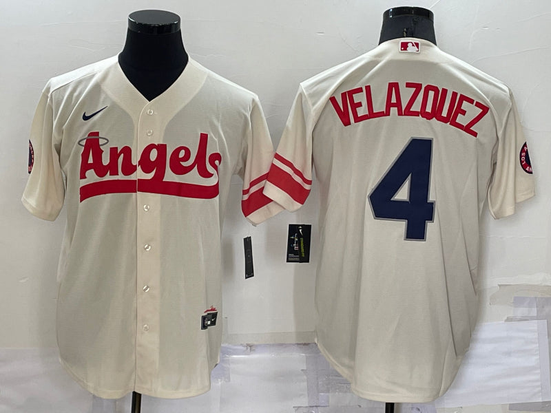 Men’s Los Angeles Angels Andrew Velazquez #4 Cream City Connect Jersey