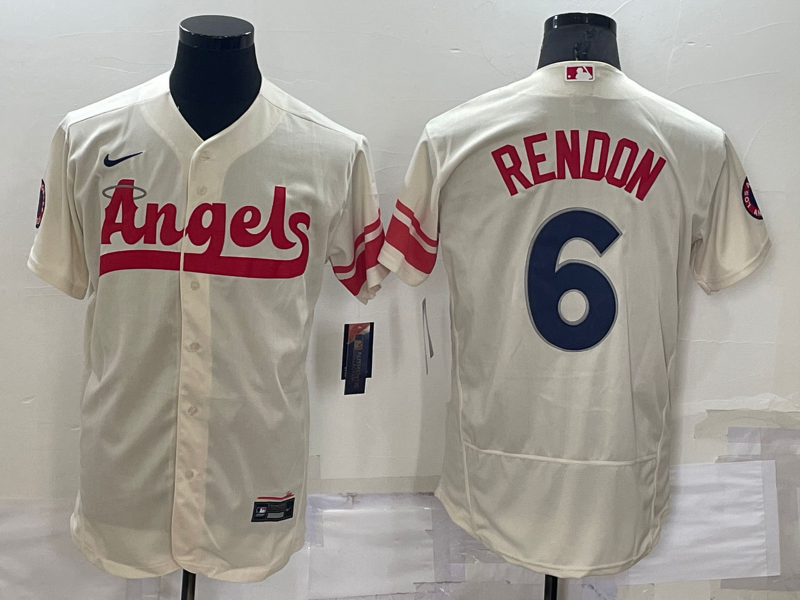 Men’s Los Angeles Angels Anthony Rendons #6 Beige Stitched Jersey