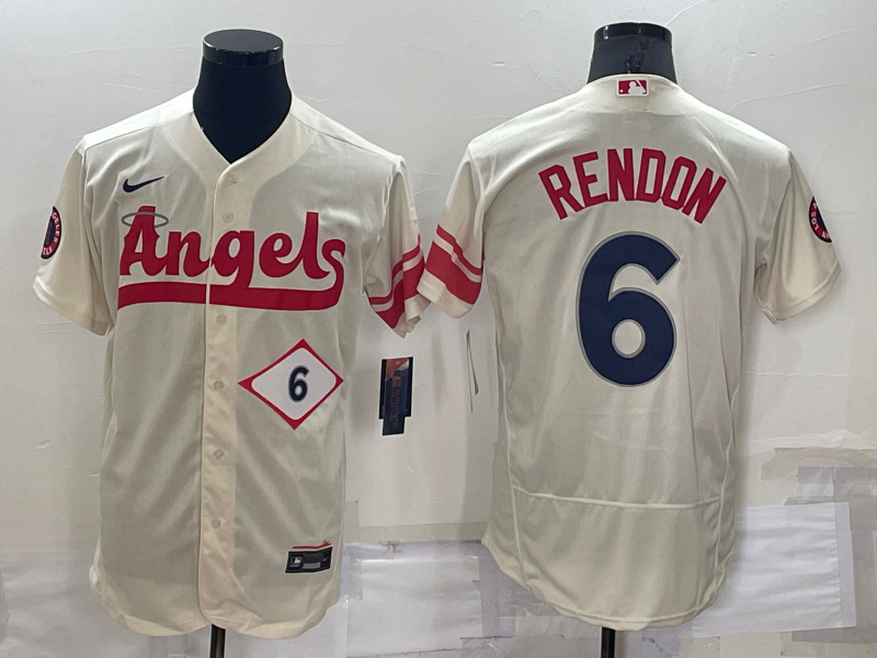 Men’s Los Angeles Angels Anthony Rendons #6 Beige Stitched Jersey