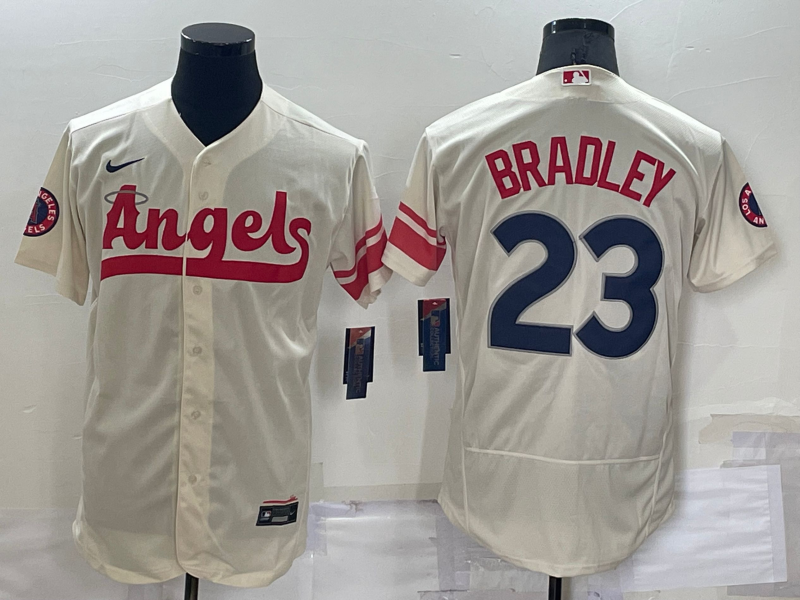 Men’s Los Angeles Angels Archie Bradley #23 Beige Stitched Jersey