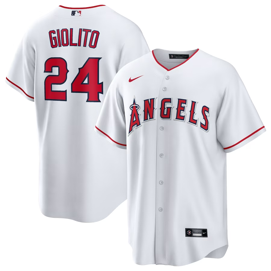 Men’s Los Angeles Angels Lucas Giolito #24 White Home Jersey