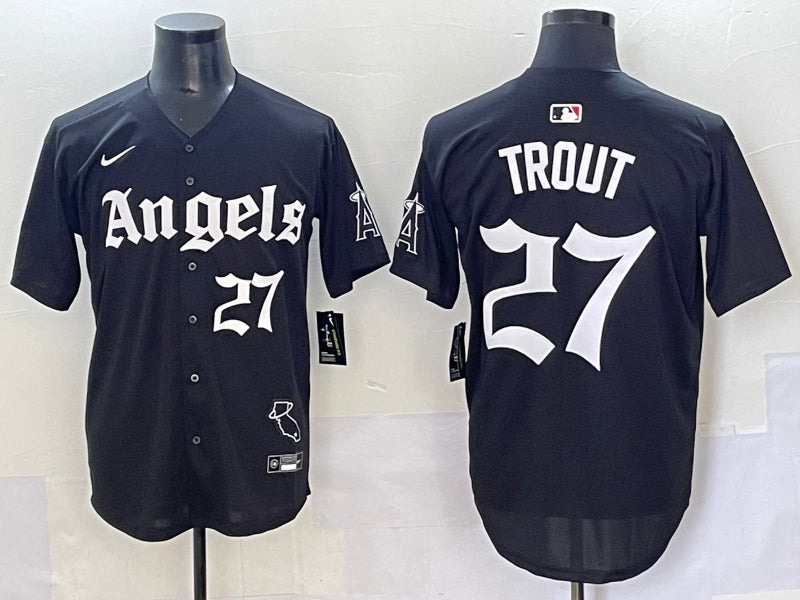 Men’s Los Angeles Angels Mike Trout #27 Black Limited Jersey