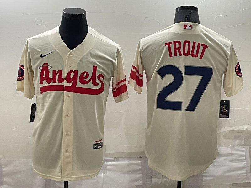 Men’s Los Angeles Angels Mike Trout #27 Cream City Connect Jersey