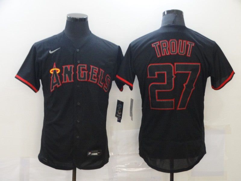 Men’s Los Angeles Angels Mike Trout #27 MLB Black Sewn Baseball Jersey