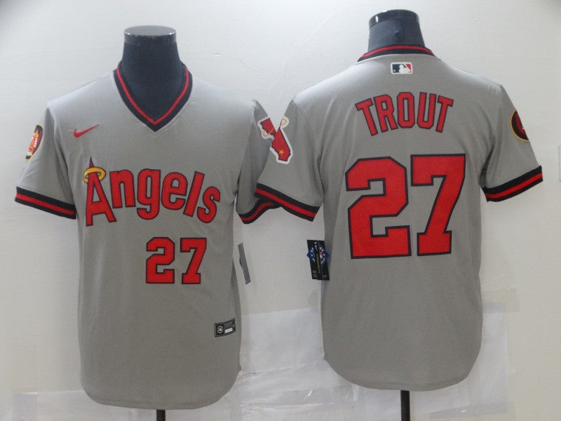 Men’s Los Angeles Angels Mike Trout #27 MLB Gray Printed Baseball Jersey
