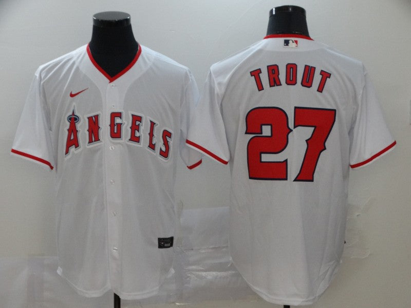 Men’s Los Angeles Angels Mike Trout #27 MLB White Sewn Baseball Jersey