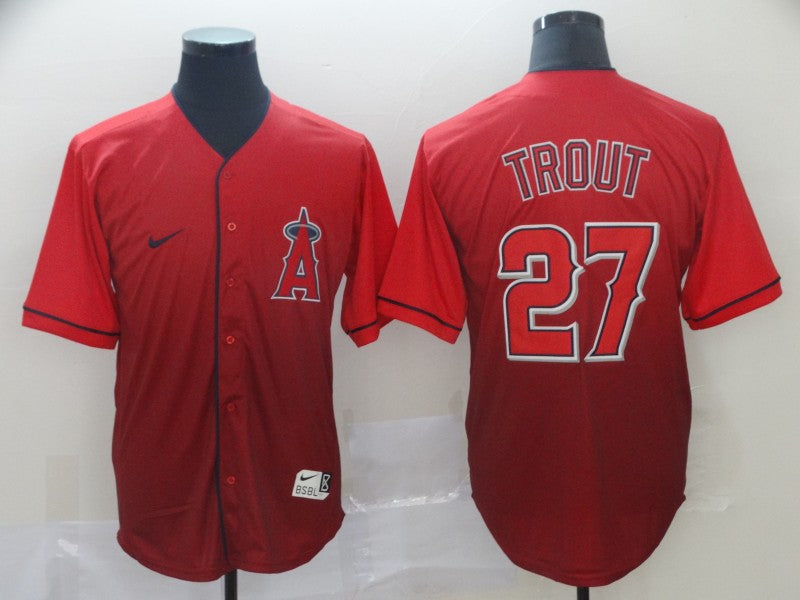 Men’s Los Angeles Angels Mike Trout #27 Red Gradient Baseball Jersey