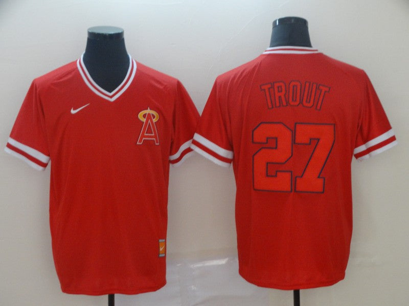 Men’s Los Angeles Angels Mike Trout #27 Red Printed Baseball Jersey