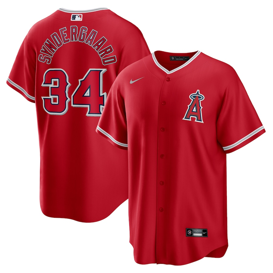 Men’s Los Angeles Angels Noah Syndergaard #34 Red Alternate Jersey