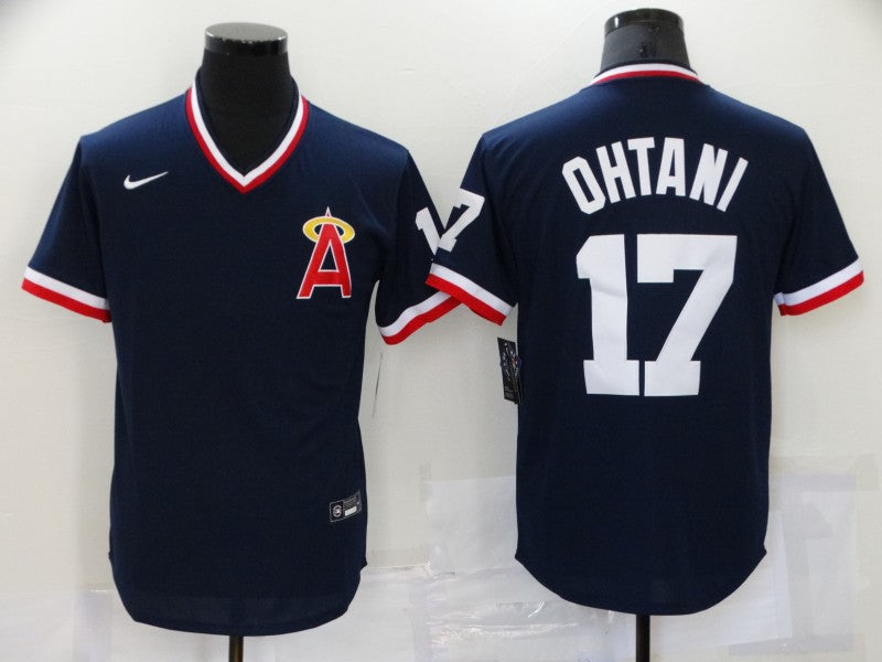 Men’s Los Angeles Angels Shohei Ohtani #17 Navy Printed Baseball Jersey