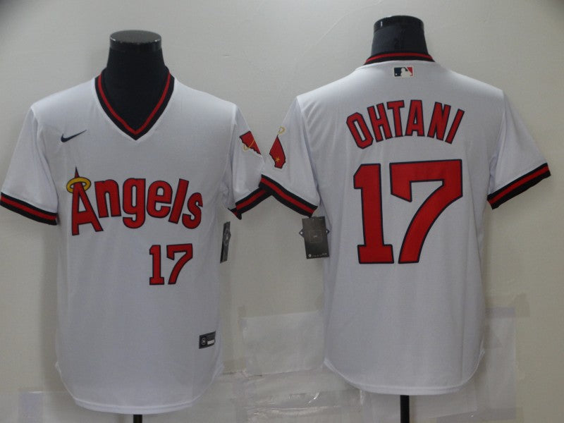 Men’s Los Angeles Angels Shohei Ohtani #17 White Printed Baseball Jersey
