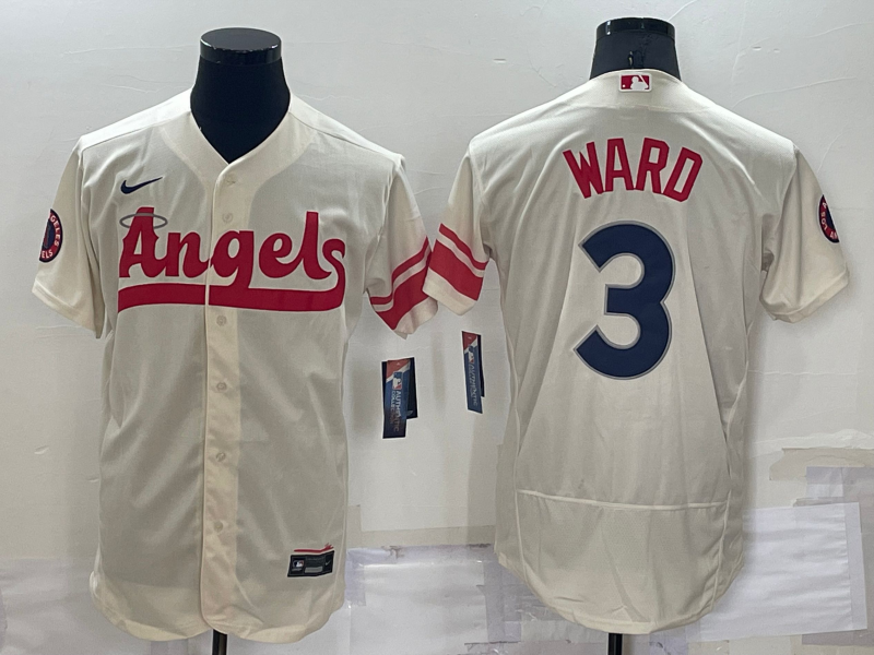 Men’s Los Angeles Angels Taylor Ward #3 Beige Stitched Jersey