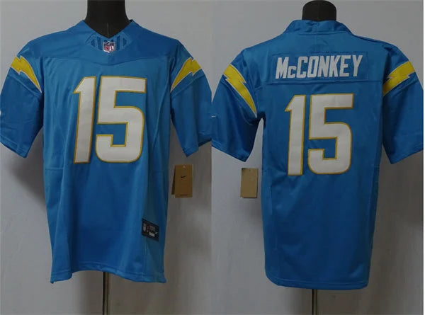 Men’s Los Angeles Chargers #15 Ladd McConkey Nike Powder Blue Vapor Limited Player Jersey