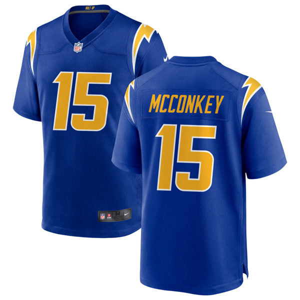 Men’s Los Angeles Chargers #15 Ladd McConkey Nike Royal Gold 2nd Alternate Vapor Limited Jersey