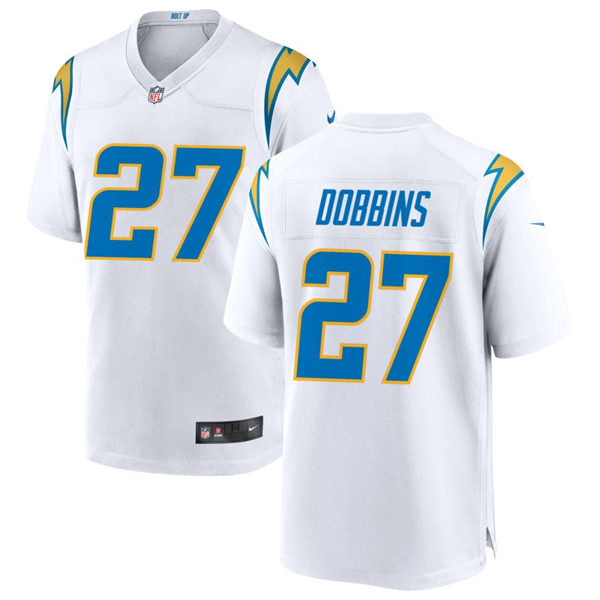 Men’s Los Angeles Chargers #27 J.K. Dobbins Nike White Vapor Limited Player Jersey