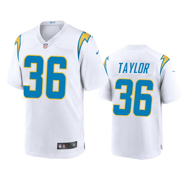 Men’s Los Angeles Chargers #36 Ja’Sir Taylor White Vapor Limited Player Jersey