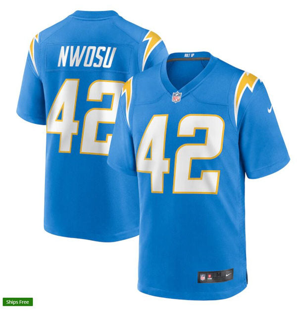 Mens Los Angeles Chargers #42 Uchenna Nwosu Nike Powder Blue Vapor Limited Jersey